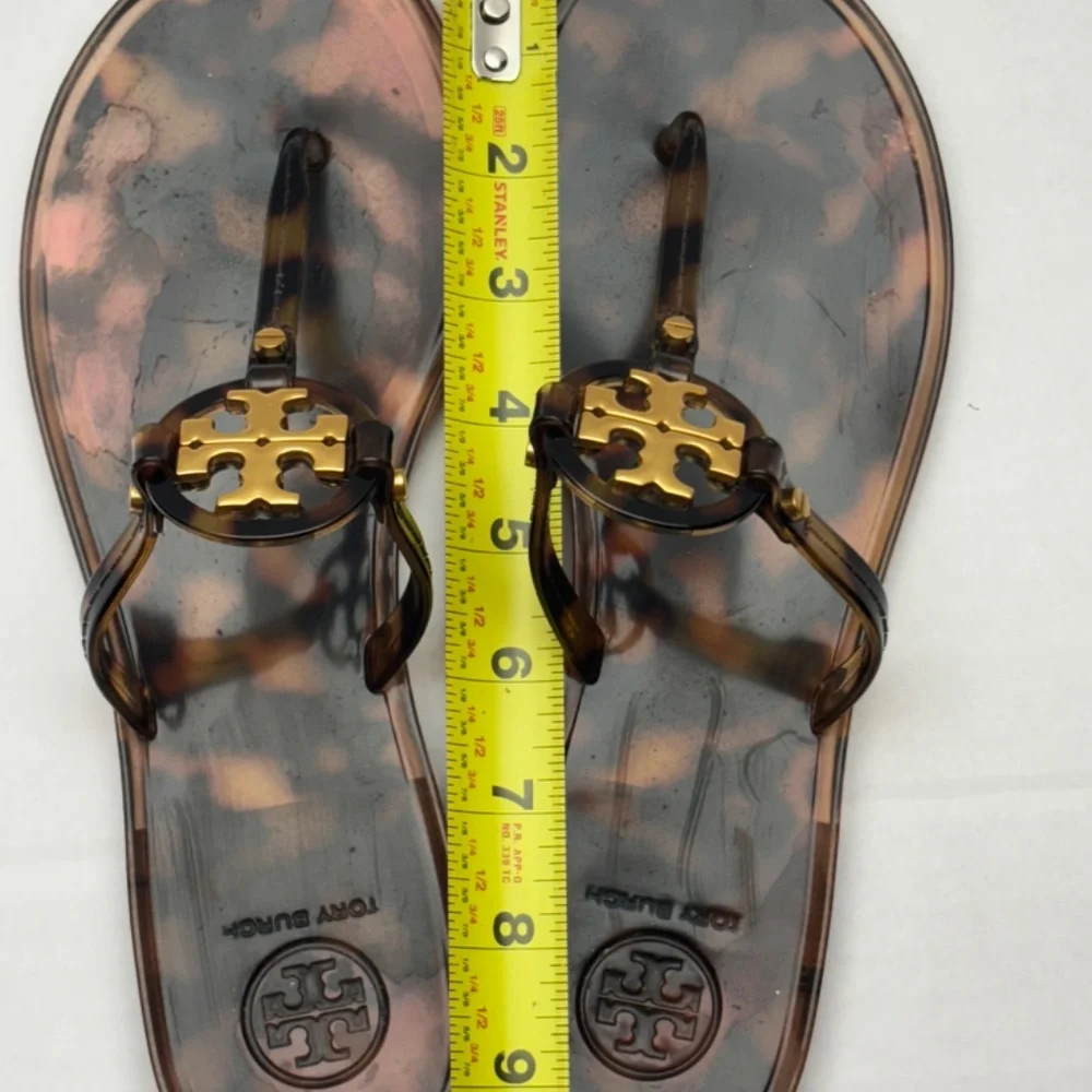 Tory Burch Mini Miller Flat Jelly Thong Sandal Tortoise Shell Size 7 - Picture 12 of 12